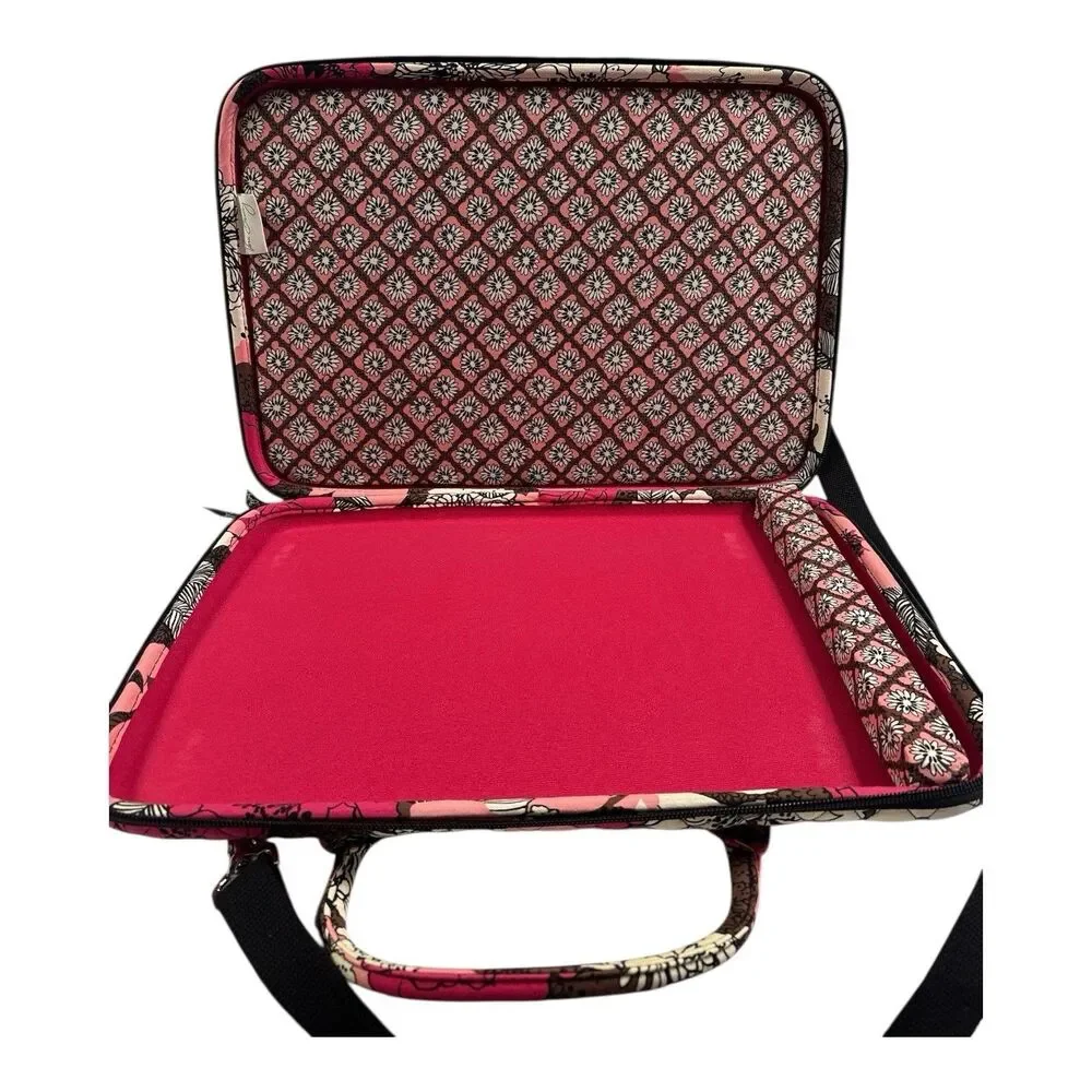 Vera Bradley MOCHA ROUGE LAPTOP PORTFOLIO Computer Hard Case Travel Work School